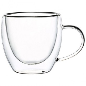 Набір чашок з подвійним дном Con Brio виготовлений зі скла. Зручні, місткі чашки. . фото 2