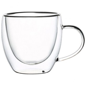 Набір чашок з подвійним дном Con Brio виготовлений зі скла. Зручні, місткі чашки. . фото 4