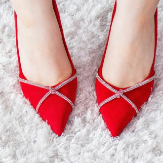Жіночі туфлі червоні Cabaret 2606
Туфлі жіночі виконані зі штучної замші. Модель. . фото 7