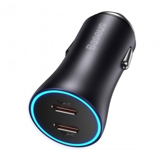 Baseus Golden Contactor Pro Dual Fast Charger Car Charger C+C 40W Dark Gray ─ це. . фото 2