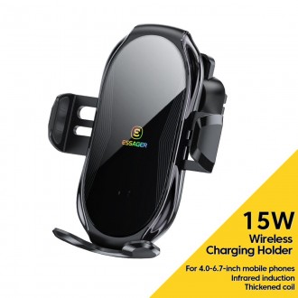 Тримач для мобільного Essager Premium Electric Phone Wireless Charger Bracket bl. . фото 2