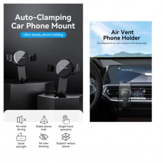 Vention Auto-Clamping Car Phone Mount With Duckbill Clip Black Disc Fashion Type. . фото 6