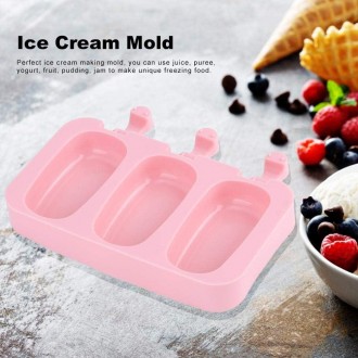 Форма силиконовая для мороженого Эскимо и евродесертов с палочками на 3 ячейки п. . фото 4