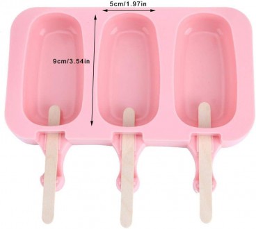 Форма силиконовая для мороженого Эскимо и евродесертов с палочками на 3 ячейки п. . фото 6
