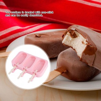 Форма силиконовая для мороженого Эскимо и евродесертов с палочками на 3 ячейки п. . фото 5