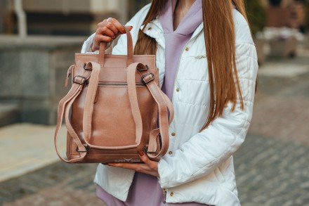 Женский кожаный рюкзак из натуральной кожи розово-лиловый Tiding Bag - 9436
 
Ха. . фото 7