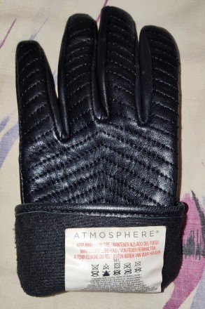 Кожаные перчатки Atmosphere, размер M/L, ширина-9см, длина-23см, средний палец-8. . фото 7