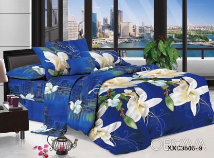 Комплект постельного белья Бязь - Фиалка на синем полуторный
Простынь: 150x210 с. . фото 1