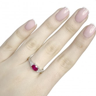 Родированное серебряное кольцо 925 пробы с натуральным рубином. Родированные укр. . фото 3