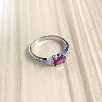 Родированное серебряное кольцо 925 пробы с натуральным рубином. Родированные укр. . фото 4