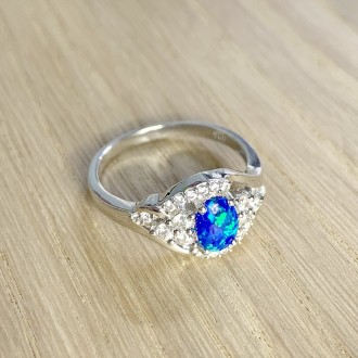 Родированное серебряное кольцо 925 пробы с опалом. Родированные украшения дольше. . фото 4