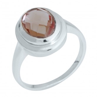 Родированное серебряное кольцо 925 пробы с Султанит султанитом 2.19ct. Родирован. . фото 3