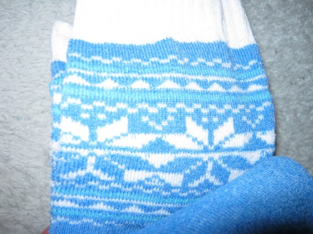 Носки женские Amiga теплые зимние на махре размер 23-25 (36-40) голубые с белым,. . фото 4