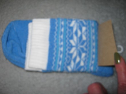 Носки женские Amiga теплые зимние на махре размер 23-25 (36-40) голубые с белым,. . фото 3