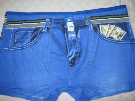 Модные стильные боксеры мужские JO под джинс с долларами в карманах светло-сини. . фото 10