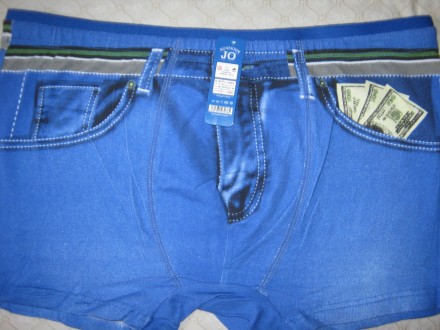  Модные стильные боксеры мужские JO под джинс с долларами в карманах светло-сини. . фото 4