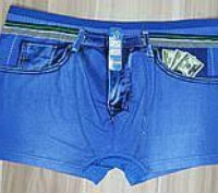  Модные стильные боксеры мужские JO под джинс с долларами в карманах светло-сини. . фото 5