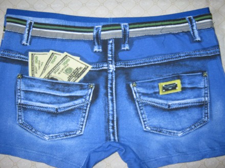 Модные стильные боксеры мужские JO под джинс с долларами в карманах светло-сини. . фото 7
