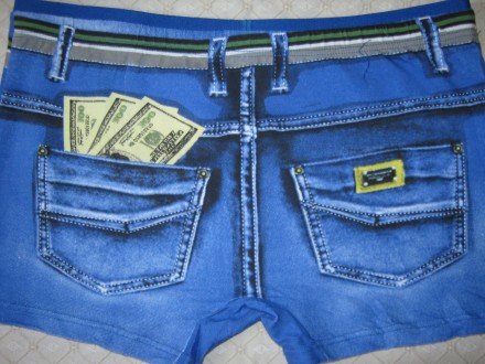  Модные стильные боксеры мужские JO под джинс с долларами в карманах светло-сини. . фото 9