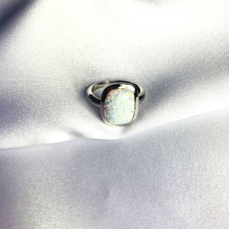 Родированное серебряное кольцо 925 пробы с опалом 2.558ct. Родированные украшени. . фото 3