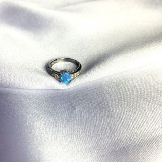 Родированное серебряное кольцо 925 пробы с опалом 1.131ct. Родированные украшени. . фото 3
