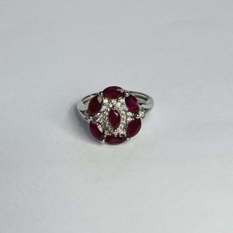 Родированное серебряное кольцо 925 пробы с натуральным рубином 2.375ct. Родирова. . фото 3