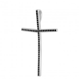 Родированный серебряный крестик 925 пробы с фианитами. Родированные украшения до. . фото 3
