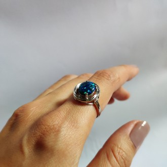 Родированное серебряное кольцо 925 пробы с опалом 1.003ct. Родированные украшени. . фото 4