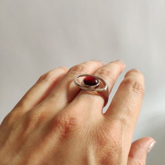Родированное серебряное кольцо 925 пробы с искуственным аммолитом 2.825ct. Родир. . фото 4