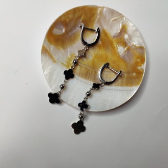 Родированые серебряные серьги 925 пробы с емаллю. Родированные украшения дольше . . фото 4