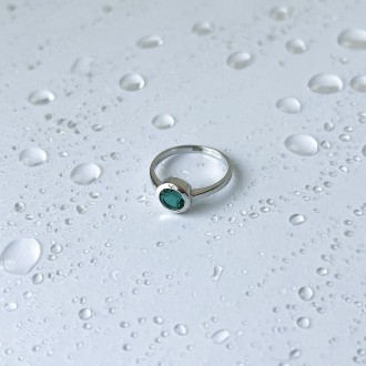 Родированное серебряное кольцо 925 пробы с аквамарином nano 0.756ct. Родированны. . фото 3