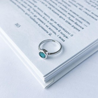 Родированное серебряное кольцо 925 пробы с аквамарином nano 0.756ct. Родированны. . фото 4