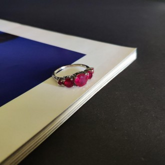 Родированное серебряное кольцо 925 пробы с натуральным рубином 3.99ct. Родирован. . фото 7