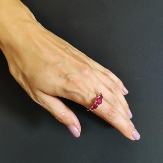 Родированное серебряное кольцо 925 пробы с натуральным рубином 3.99ct. Родирован. . фото 8