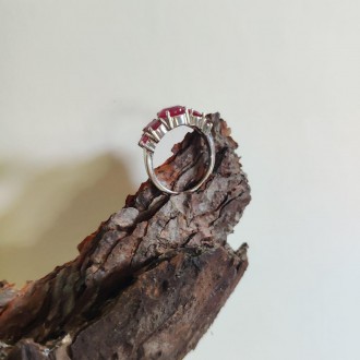 Родированное серебряное кольцо 925 пробы с натуральным рубином 3.99ct. Родирован. . фото 6