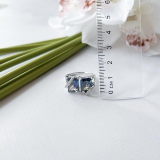 Родированное серебряное кольцо 925 пробы с мистик топазом 10.899ct. Родированные. . фото 6