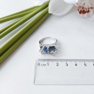 Родированное серебряное кольцо 925 пробы с мистик топазом 10.899ct. Родированные. . фото 5