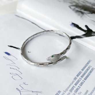 Родированный серебряный браслет 925 пробы с фианитами. Родированные украшения до. . фото 7