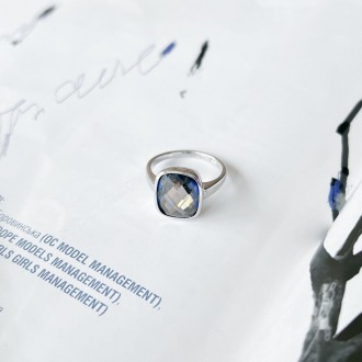 Родированное серебряное кольцо 925 пробы с мистик топазом 8.181ct. Родированные . . фото 7