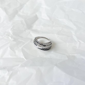 Родированное серебряное кольцо 925 пробы с фианитами. Родированные украшения дол. . фото 8