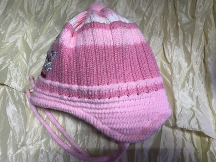 Трикотажна подвійна рожева шапка для немовлят і новонароджених дітей Модель з ап. . фото 3
