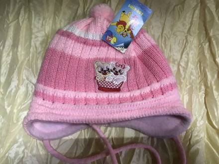 Трикотажна подвійна рожева шапка для немовлят і новонароджених дітей Модель з ап. . фото 2