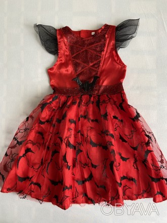 
Красное праздничное платье для девочки с элементами сетки-фатина ,придающего об. . фото 1