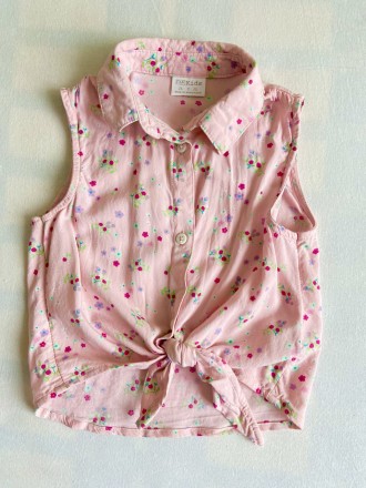 
Сорочка-блузка літня бавовняна для дівчинки із зав'язувальними кінцями Рожева н. . фото 2