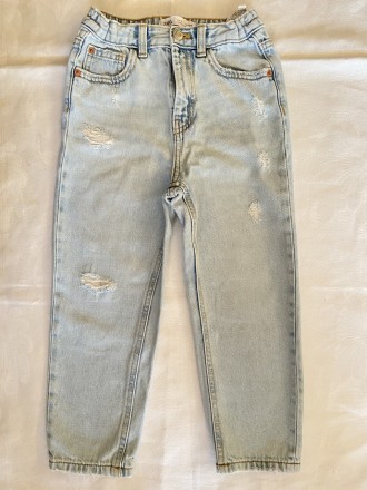 Модные красивые детские джинсы-брюки коттон с элементами рванки и тёртостей \\ х. . фото 2
