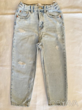 Модные красивые детские джинсы-брюки коттон с элементами рванки и тёртостей \\ х. . фото 1