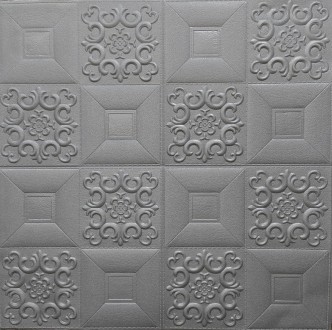 Самоклеюча декоративна настінно-стельова панель срібний візерунок 700x700x5мм (1. . фото 2