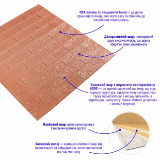 3D панелі самоклеючі – декоративне покриття для стін, виконане з легкого та міцн. . фото 3