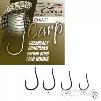  Крючки Cobra CARP CHINU сер.807NSB разм.001 10шт Специальные крючки, предназнач. . фото 1