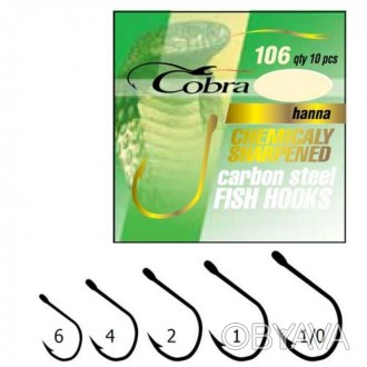  Гачки Cobra HANNA сер.106NSB розм.001 10 шт в упаковці Гачки з широким поддевом. . фото 1